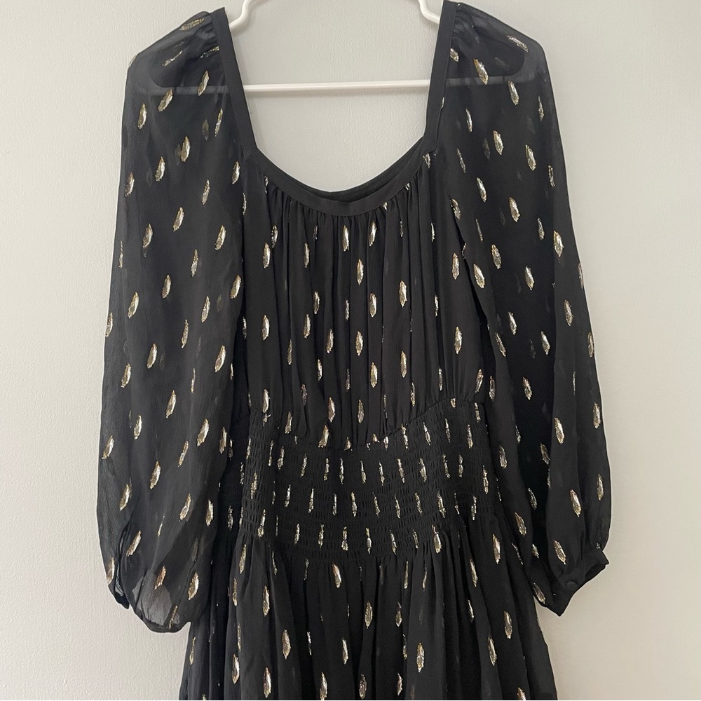 REBECCA TAYLOR Silk Metallic Clip Dot Dress Size 2 - Picture 13 of 16